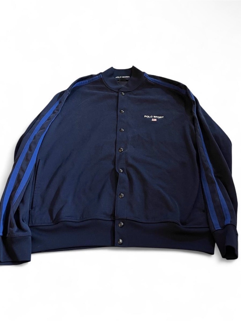 Y2K Polo Sport Ralph Lauren Navy Warm Up Track Snap Jacket Men's L